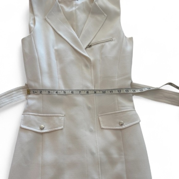 H&M White Sleeveless Belted Blazer Dress Size 6 | Summer Workwear Cocktail - Picture 8 of 14